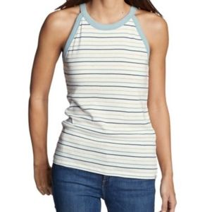 EDDIE BAUER SLEEVELESS STRIPED HALTER TOP IVORY